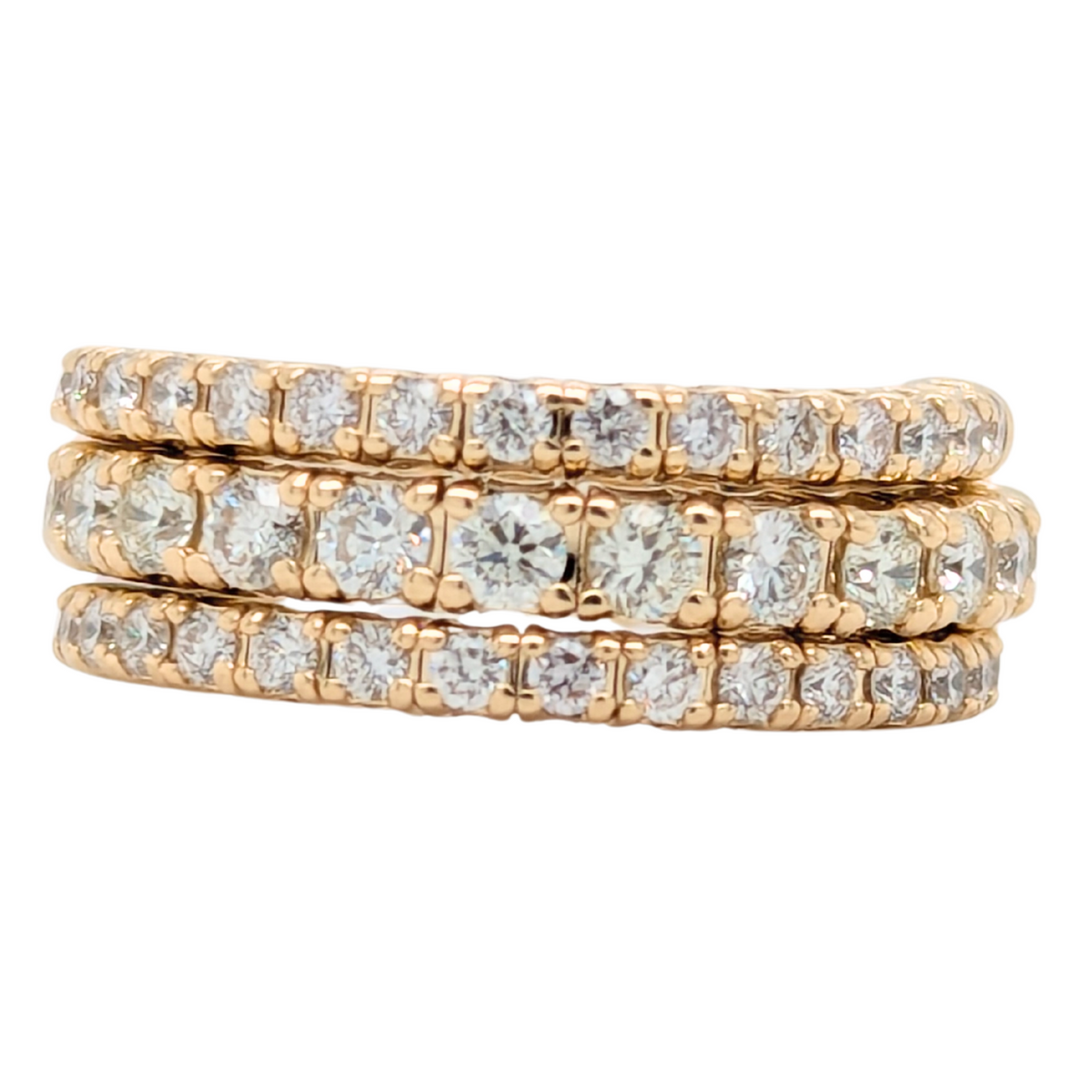 14K Yellow 1.67CTW Three Row Diamond Flex Ring