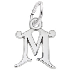 Sterling Silver Initial M Curly Charm