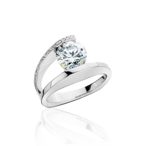 14K White Gold .14CTW Diamond Engagement Ring for a 2CT Round Brilliant