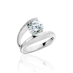 14K White Gold .14CTW Diamond Engagement Ring for a 2CT Round Brilliant