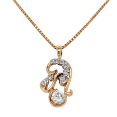Estate: 14K Yellow Gold Diamond Cluster Necklace