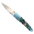 Copper & Brass Damascus Anodized Blue Pocket Knife