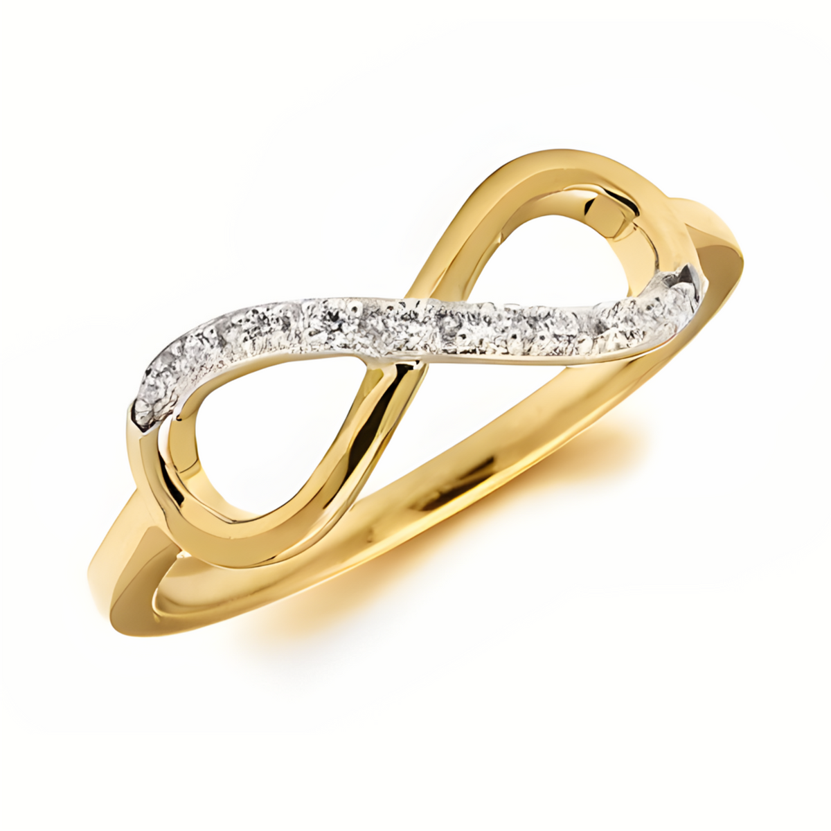 14K Yellow Gold Diamond Infinity Ring