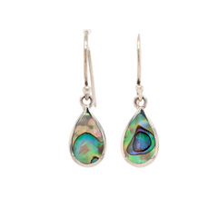 Sterling Silver Pear Shaped Abalone Dangle Earrings