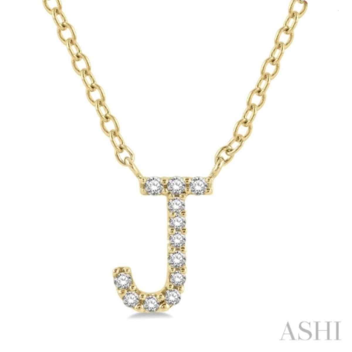 10K Gold "J" Diamond Initial Necklace