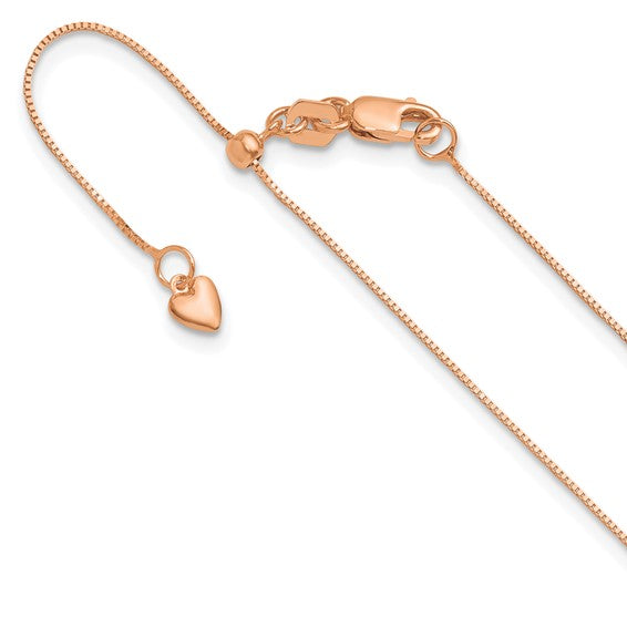 Leslies 10kt Rose Gold .7mm Baby Box Adjustable 22in