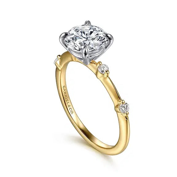 14K Yellow Gold Frances .12CTW Diamond Engagement Semi-Mount Holds 1.5CT