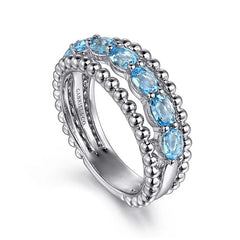 Sterling Silver Bujukan Swiss Blue Topaz Easy Stackable Ring