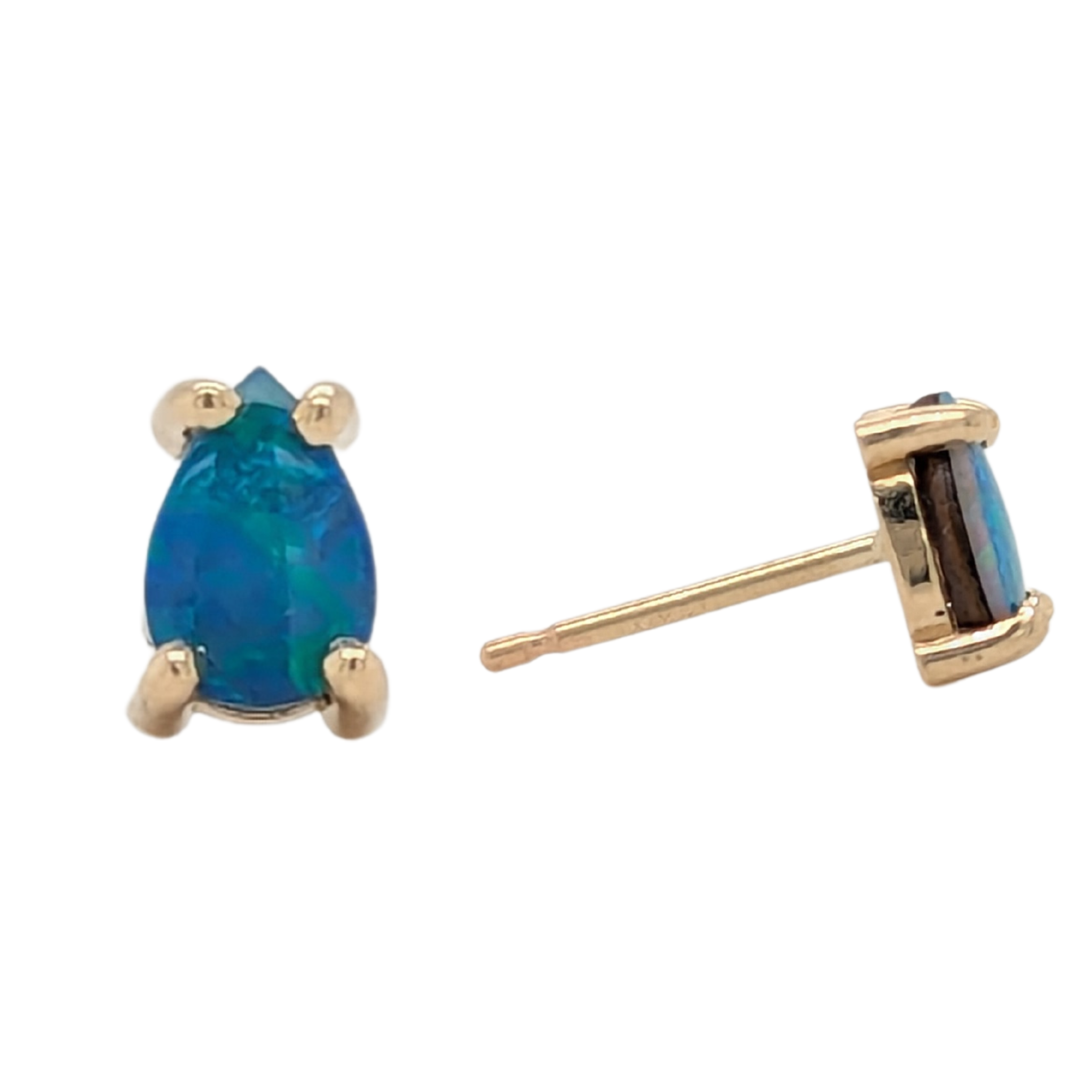 14K Gold Australian Opal Earrings