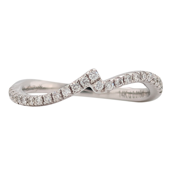 14K White Gold Diamond Contour Pave Set Ring