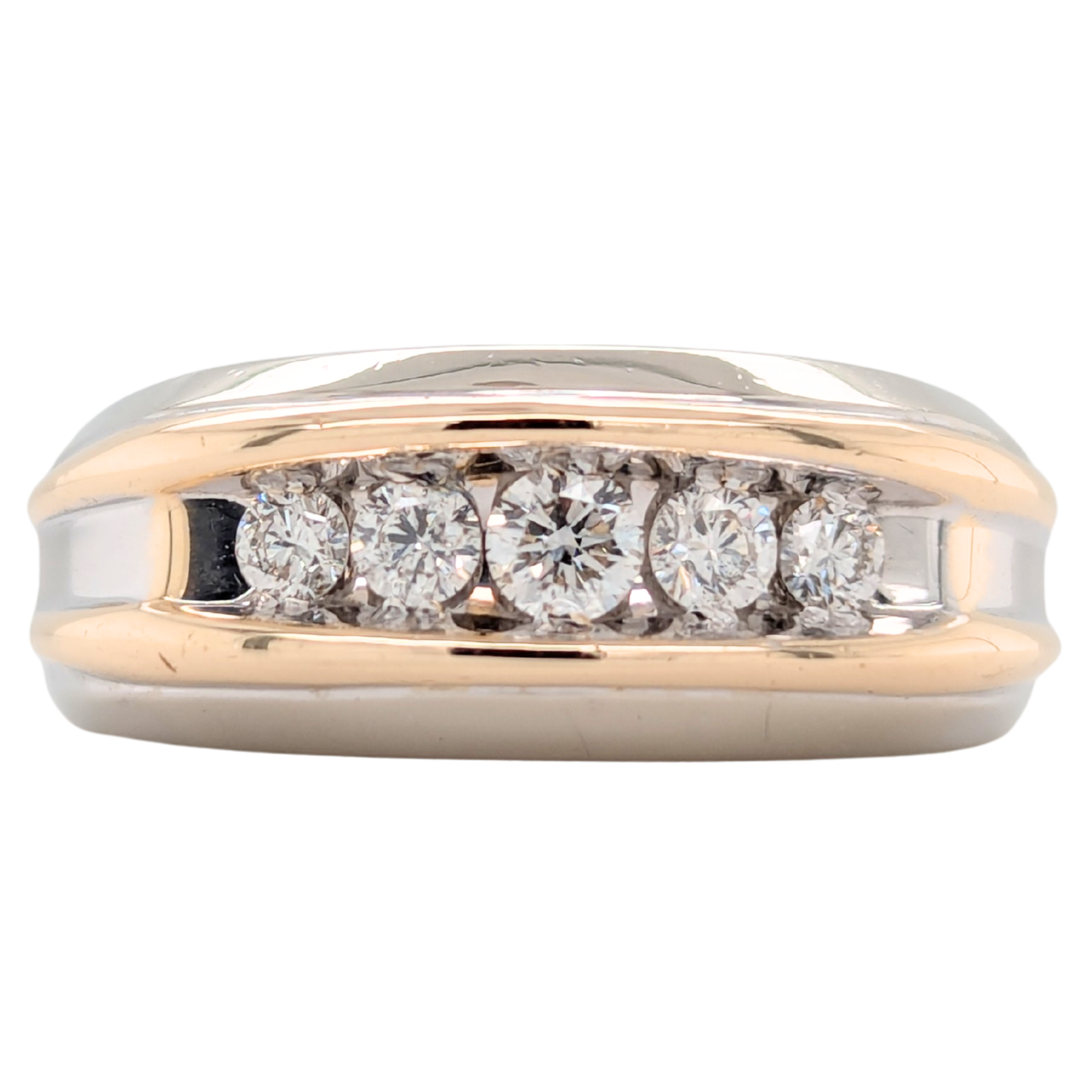 Estate: 10K Two Tone 1/2CTW Graduated Diamond Men's Ring
