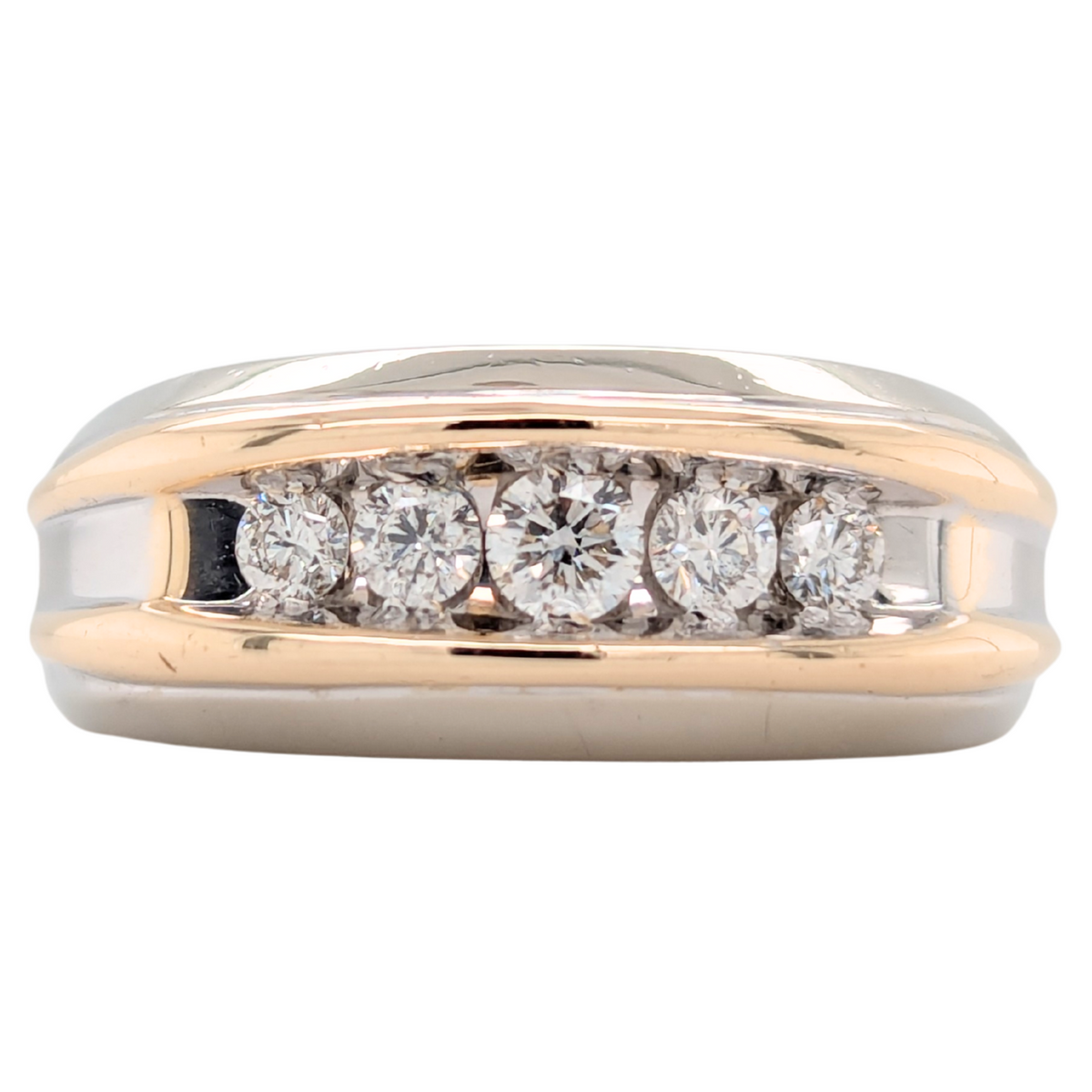 Estate: 10K Two Tone 1/2CTW Graduated Diamond Men's Ring