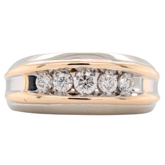Estate: 10K Two Tone 1/2CTW Graduated Diamond Men's Ring