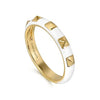 14K Gold White Enamel Band Pyramid Band S2086930