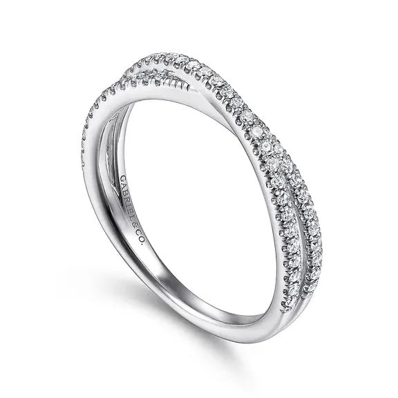 14K White Gold Criss Cross Diamond Band .28TW