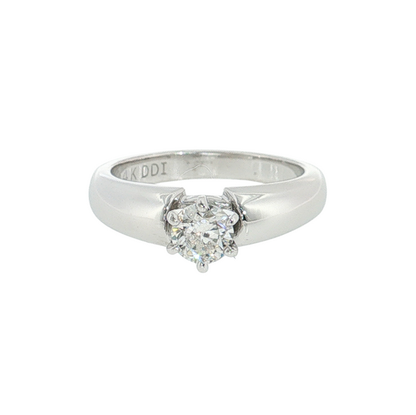 Estate 14kt White Gold .47ct RBC TLB I1 Diamond Cathedral Solitaire Ring