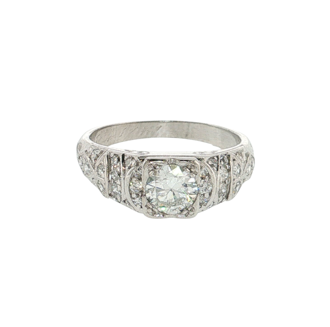 PLAT FILIGREE ENRAGVED DIA .75CTW F-G SI+ ER