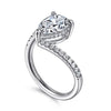 14K White Pear Shaped 2.5CT Center Sem-Mount Engagememt Ring