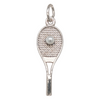 Sterling Silver Tennis Racket with Pearl Charm