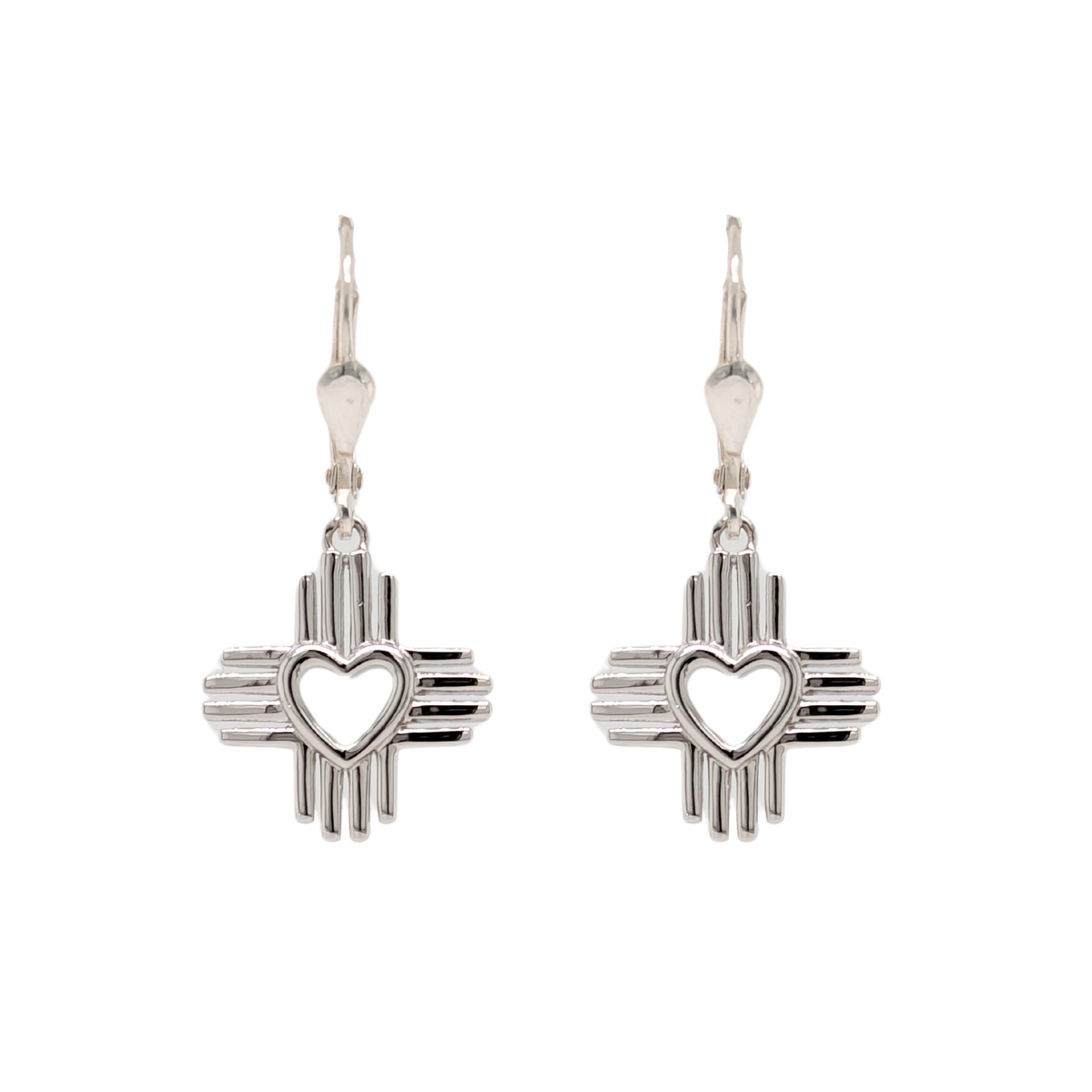 Sterling Silver Zia Heart Leverback Earrings