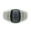 10kt White Gold Diamond and Grey Catseye Gents Ring