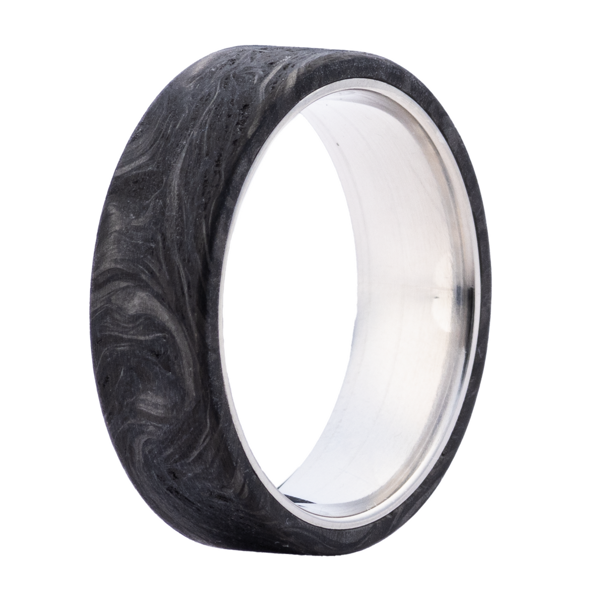 Men's Forged Carbon Fiber 7MM ring with Titanium Sleeve - Size 10