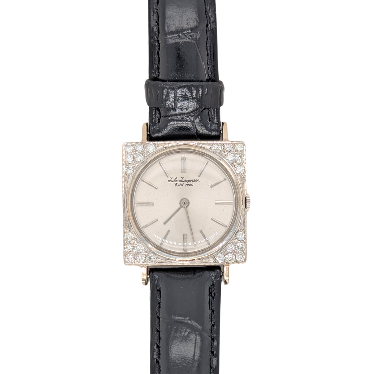 Estate: 14K White Gold Jules Jergensen Diamond Watch