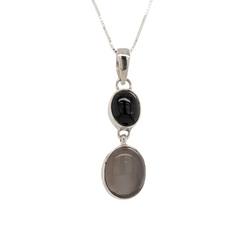 Sterling Silver Multi-Colored Gray Moonstone Necklace