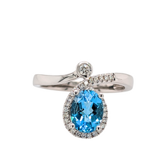 14K Swiss Blue Topaz Fashion Ring