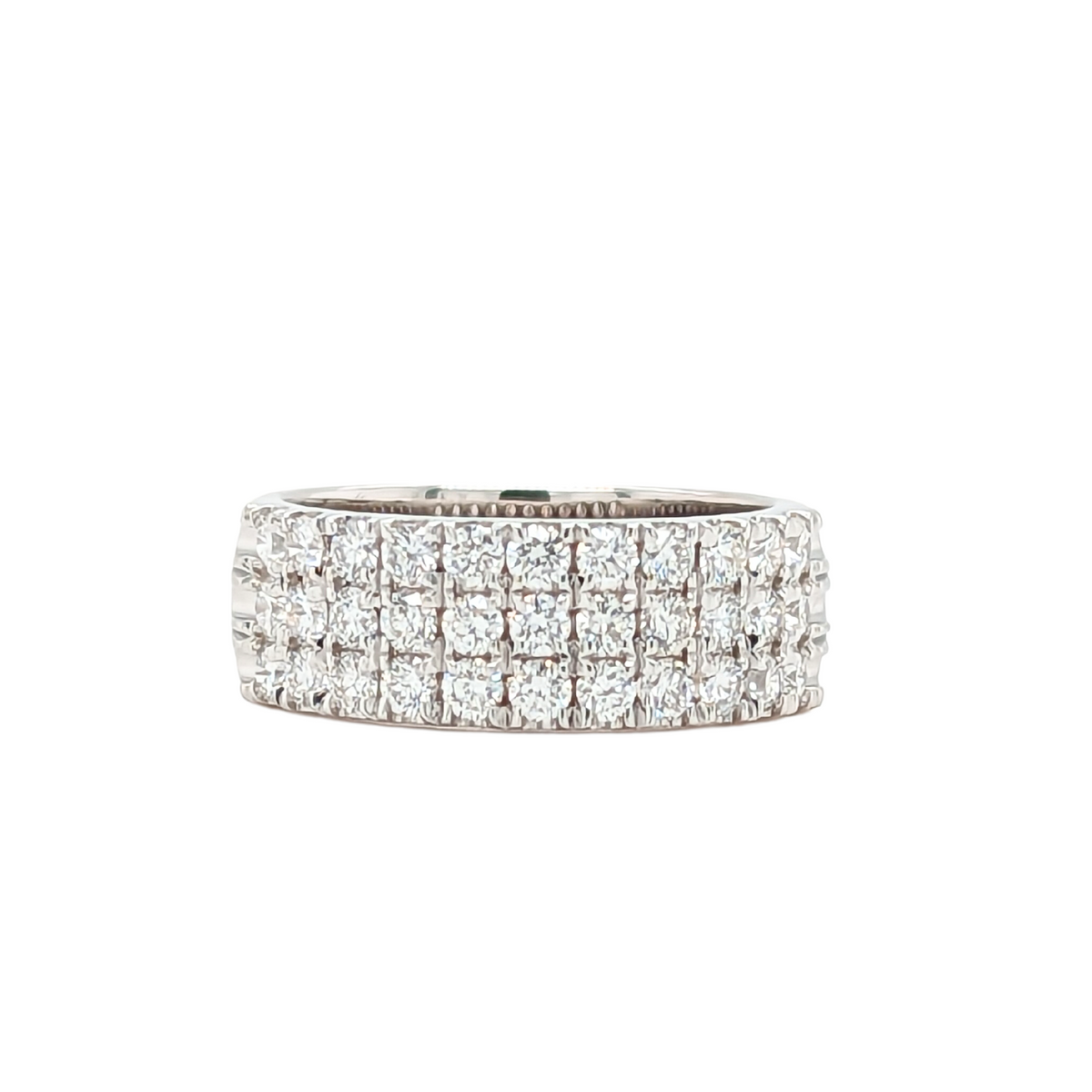 14K Three Row Diamond Prong Set Band