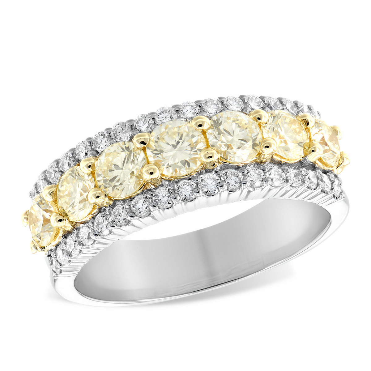 14K Gold Natural Yellow Diamond Band 1.64CTW