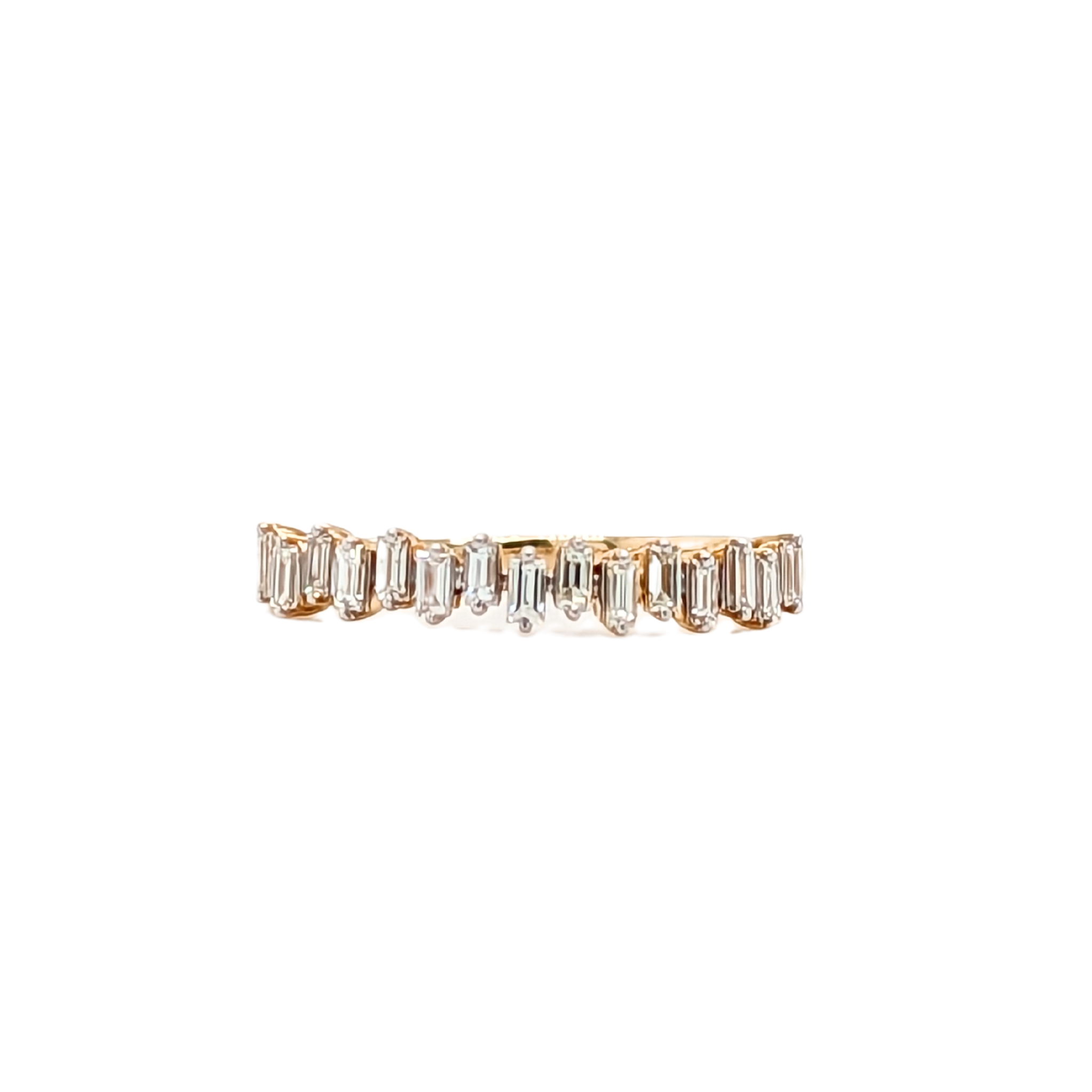 14K Yellow Gold Baguette Diamond Stackable Ring