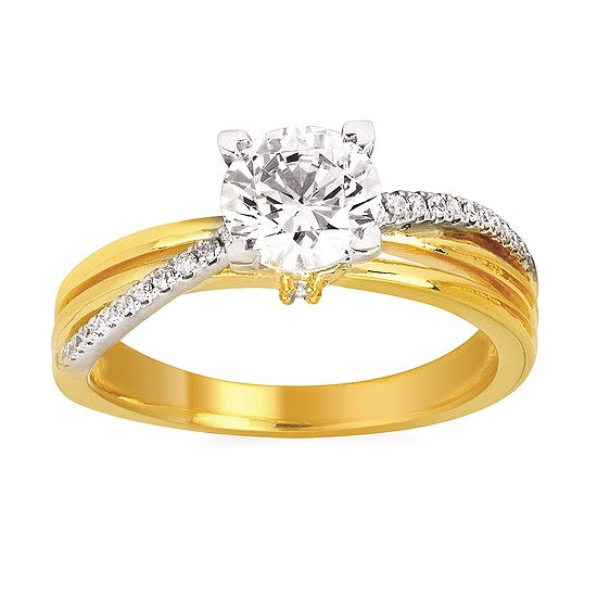 14K Two Tone Elegant Diamond Engagement Ring (Semi-Mount)