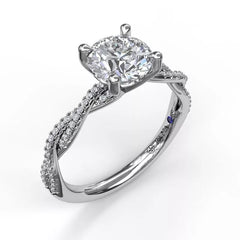 14K White Gold Petite Diamond Twist Engagement Ring