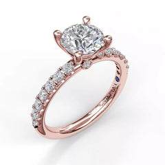 14K Rose Gold Diamond Classic Engagement Ring with Round Diamond