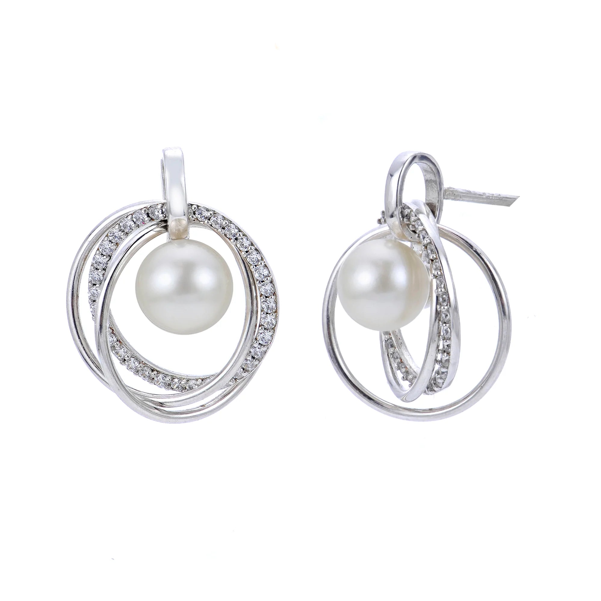 Sterling Silver White Topaz & Fresh Water Pearl Earring