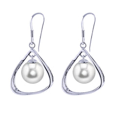 Sterling Silver Asymmetrical Pearl Drop Earrings