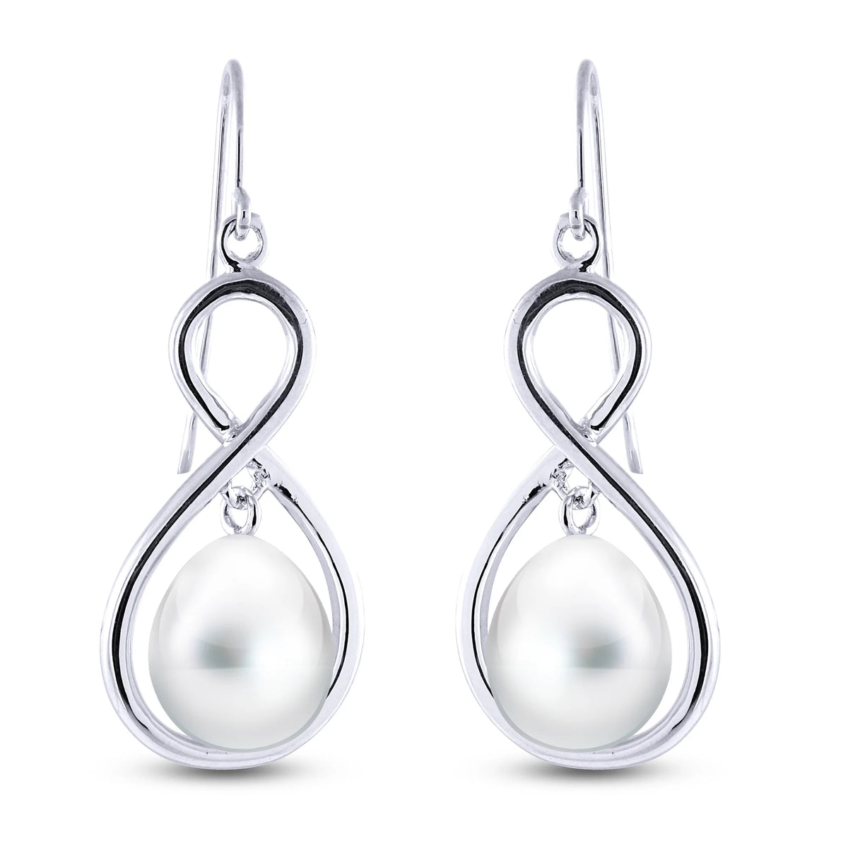 Sterling Silver Pearl Drop Earrings with French Wires