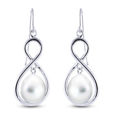 Sterling Silver Pearl Drop Earrings with French Wires
