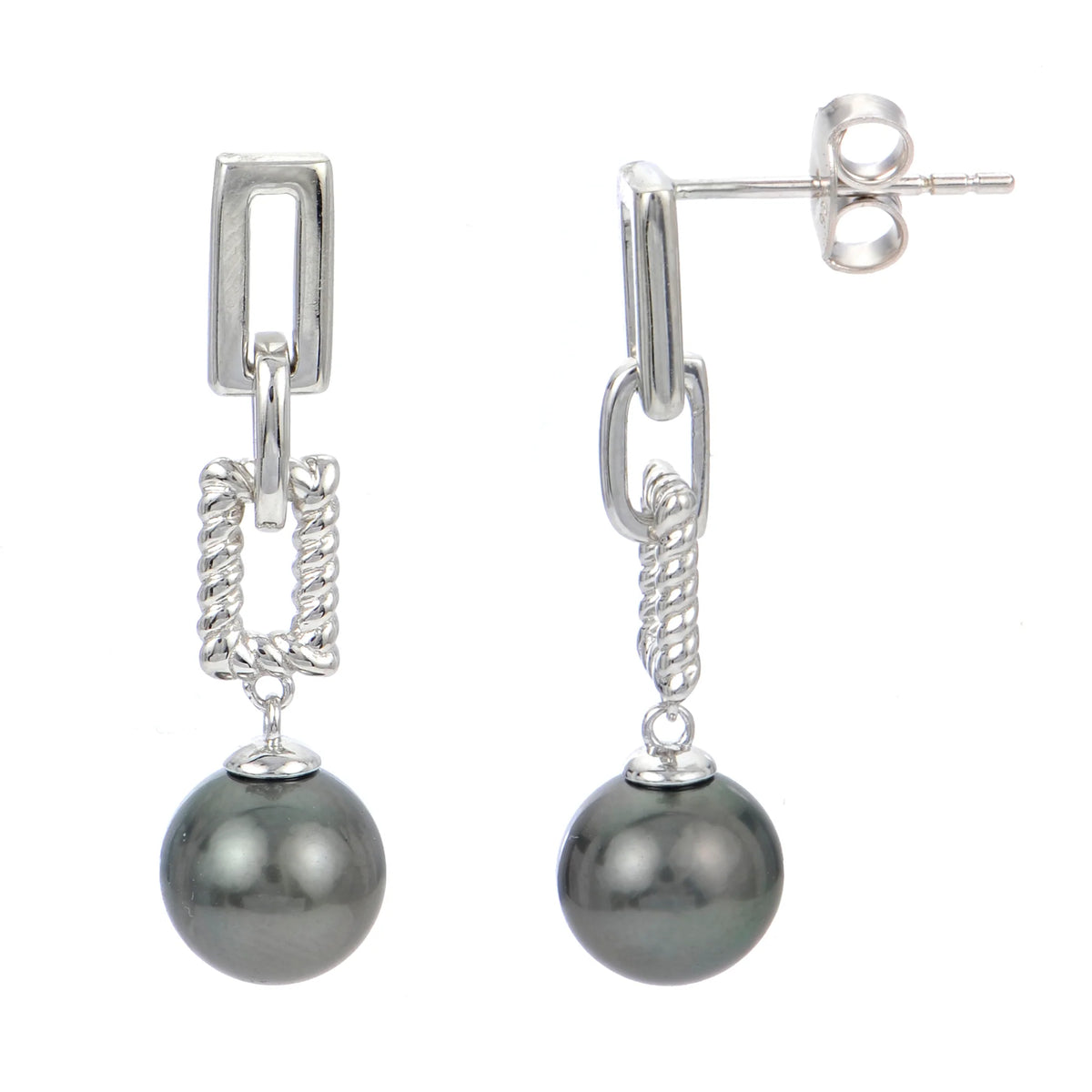 Sterling Silver Tahitian Cultured Pearl Earrings