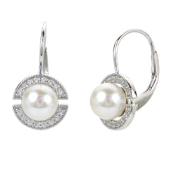 Sterling Silver Fresh Water Pearl and White Topaz Earrings