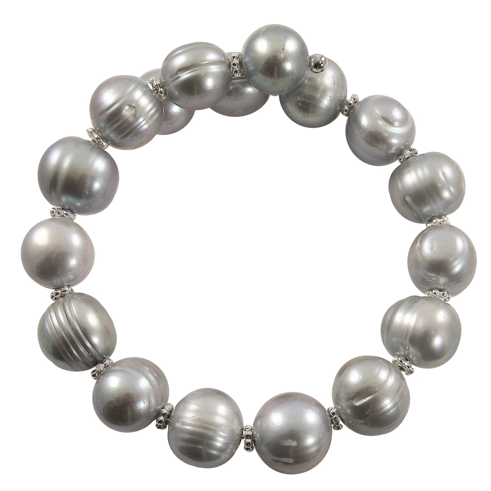 Grey Fresh Water Pearl Sterling Silver Bracelet