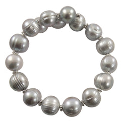 Grey Fresh Water Pearl Sterling Silver Bracelet