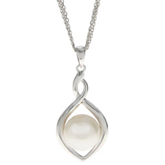 Sterling Silver Pearl Button Necklace with Mult-Strand Chain