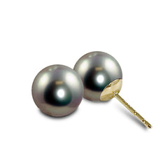 14K Yellow Gold Dyed Freshwater Pearl Studs