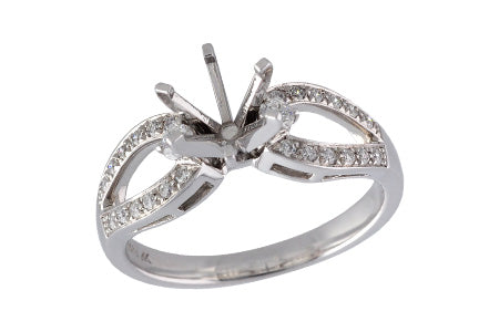 14KT Gold Semi-Mount Engagement Ring with Split Shank .22CTW