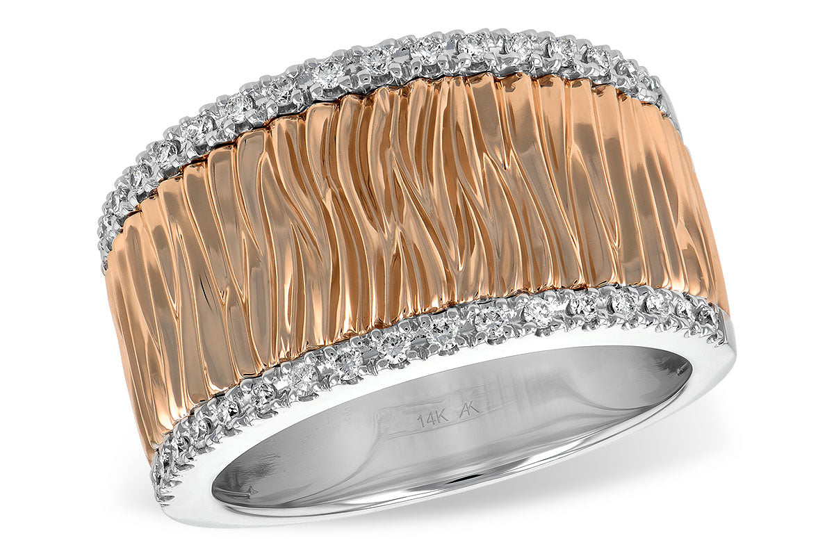 14KT Rose & White Gold Textured Statement Ring