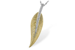 14KT Two Tone Diamond Feather Necklace