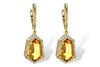 14K Yellow Gold Fantasy Cut Citrine & Diamond Earrings