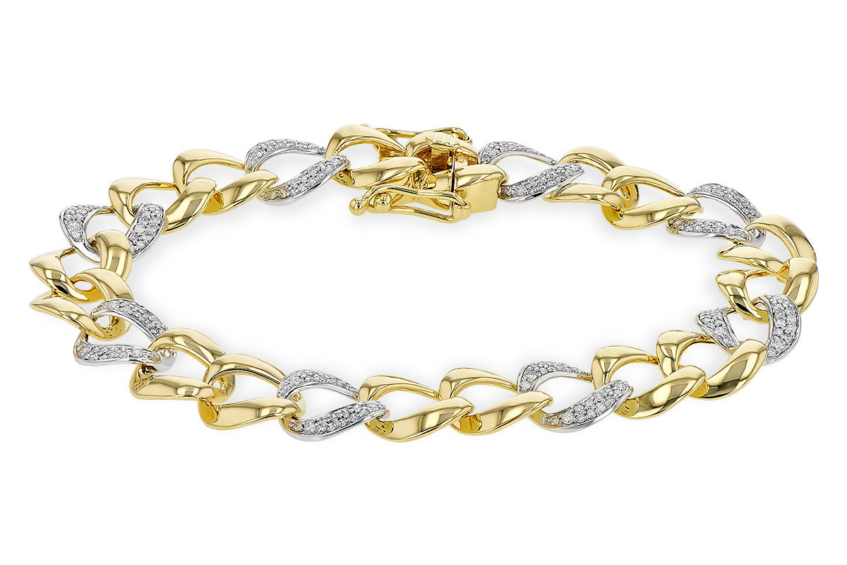 14K Gold Twisted Link Bracelet with Diamonds